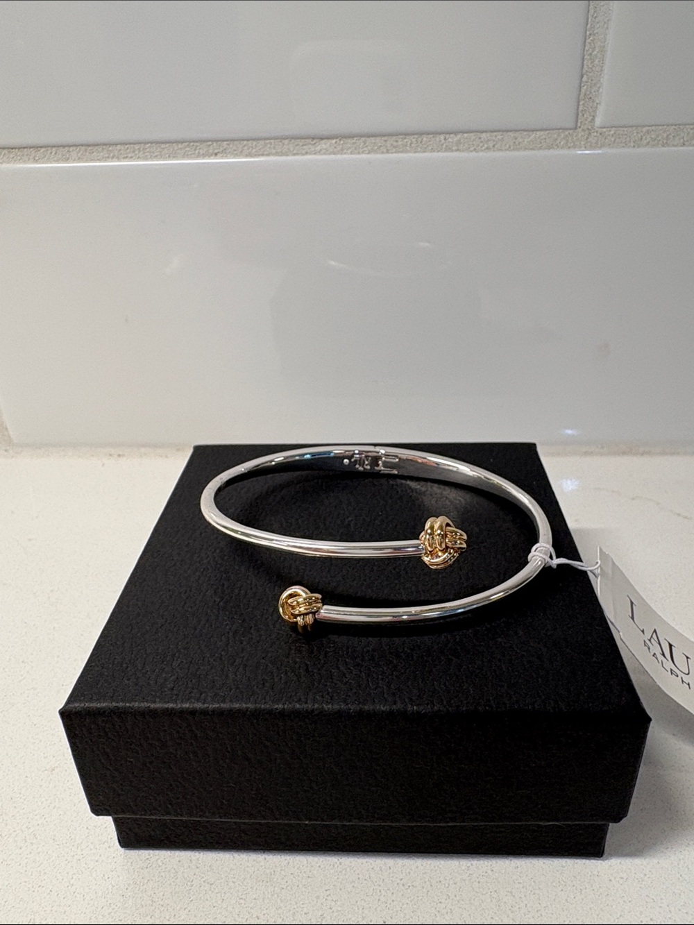 Lauren Ralph Lauren Two Tone Knot Hinged Bracelet. NWT